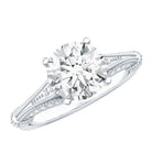 2 Carat Lab Grown Diamond Art Deco Solitaire Engagement Ring Lab - ( EF-VS ) - Rosec Jewels