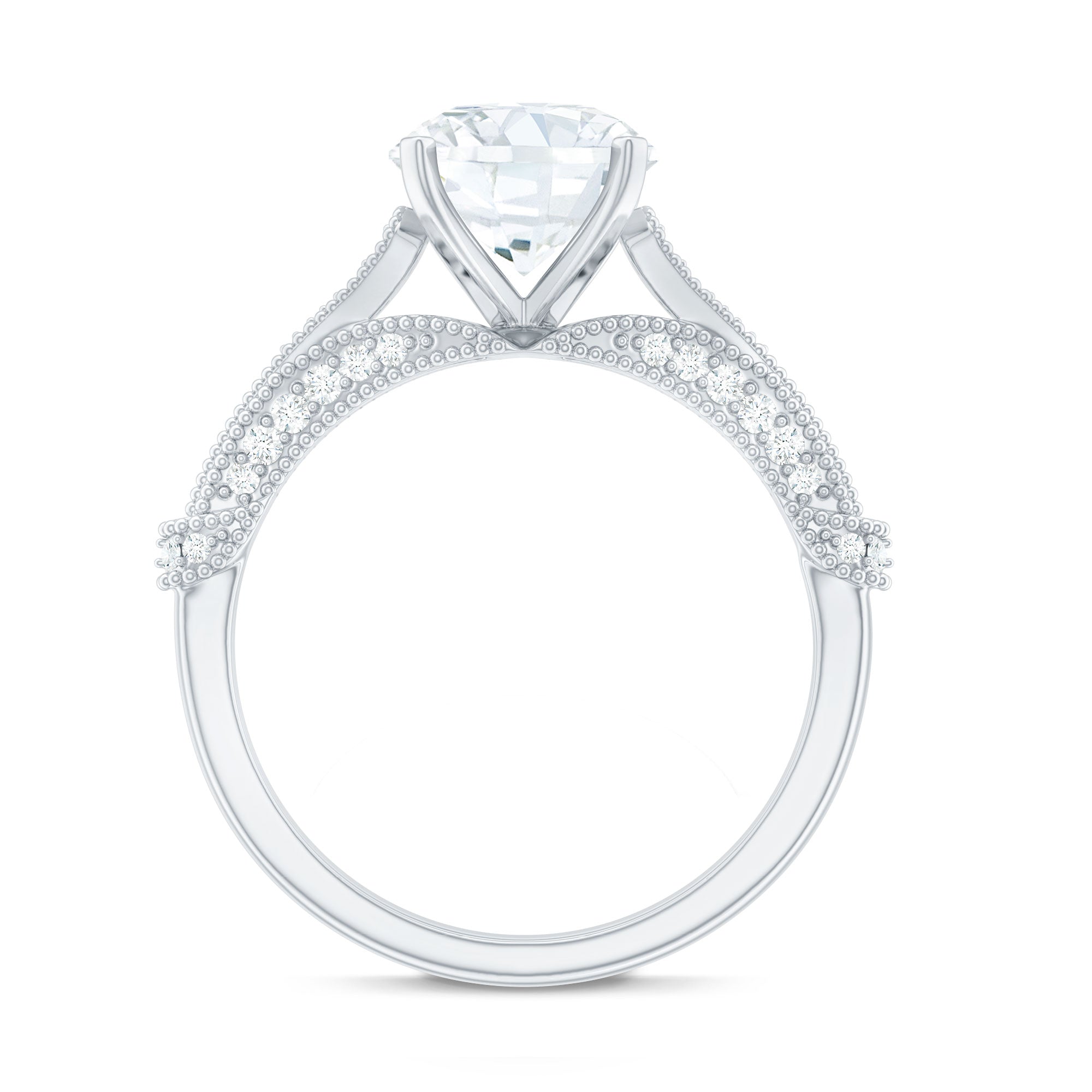 2 Carat Lab Grown Diamond Art Deco Solitaire Engagement Ring Lab - ( EF-VS ) - Rosec Jewels