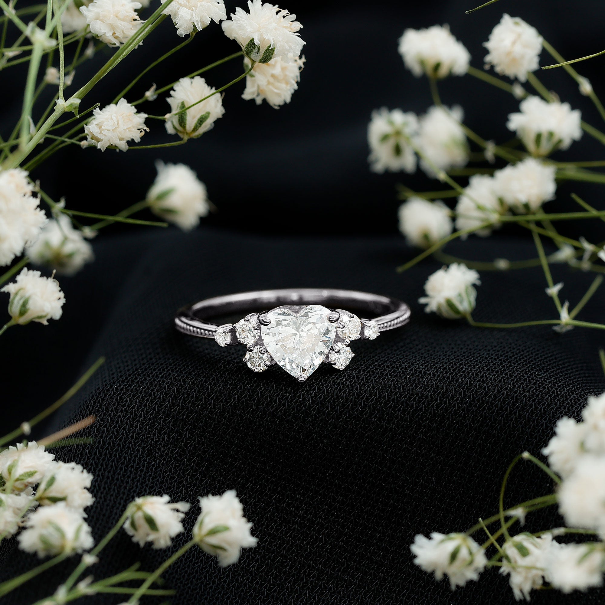 Rosec Jewels-Lab Grown Diamond 6 MM Heart Shaped Engagement Ring