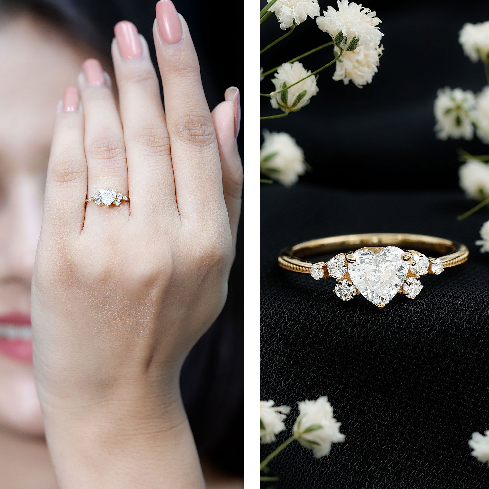 Rosec Jewels-Lab Grown Diamond 6 MM Heart Shaped Engagement Ring