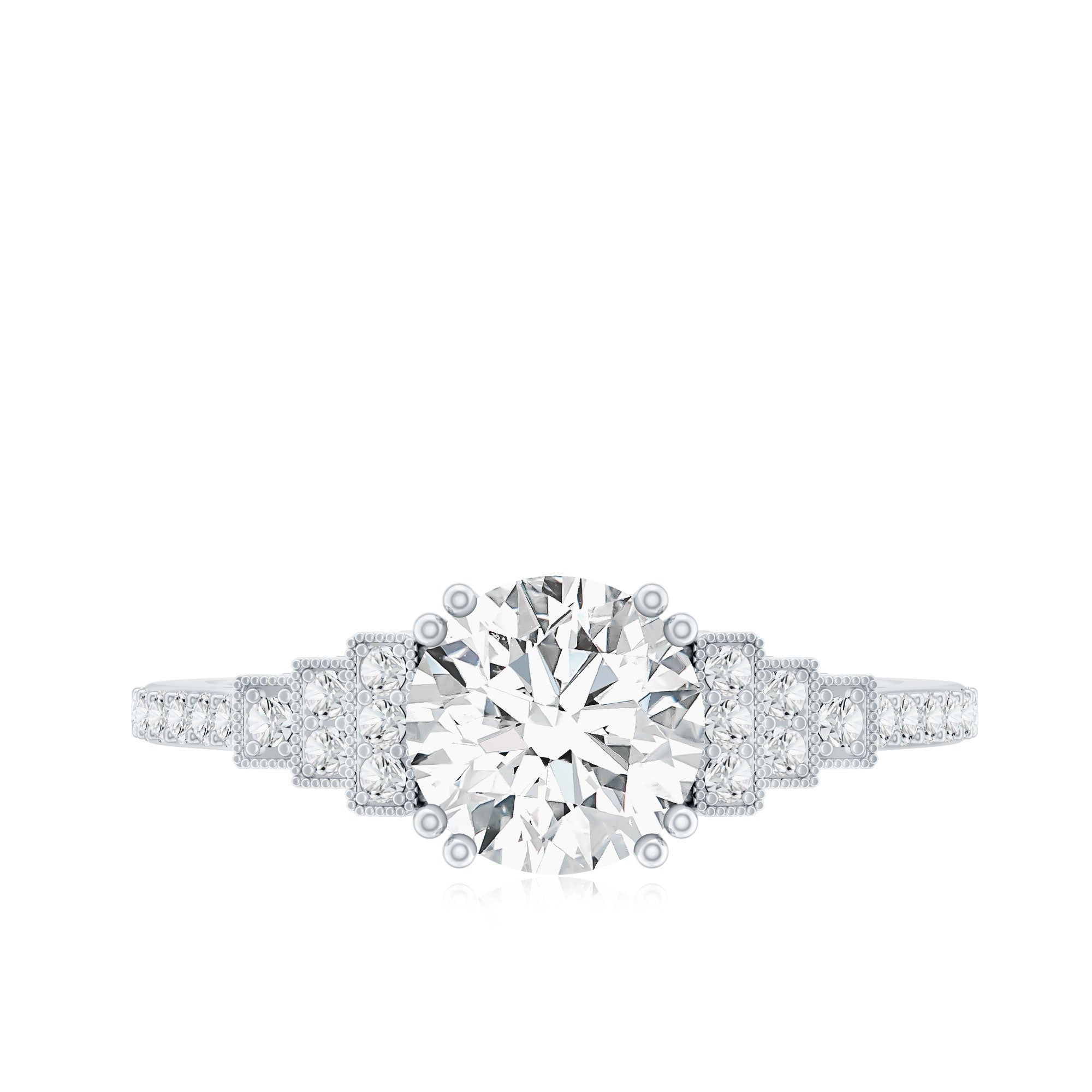8 MM Lab Grown Diamond Retro Engagement Ring Lab - ( EF-VS ) - Rosec Jewels