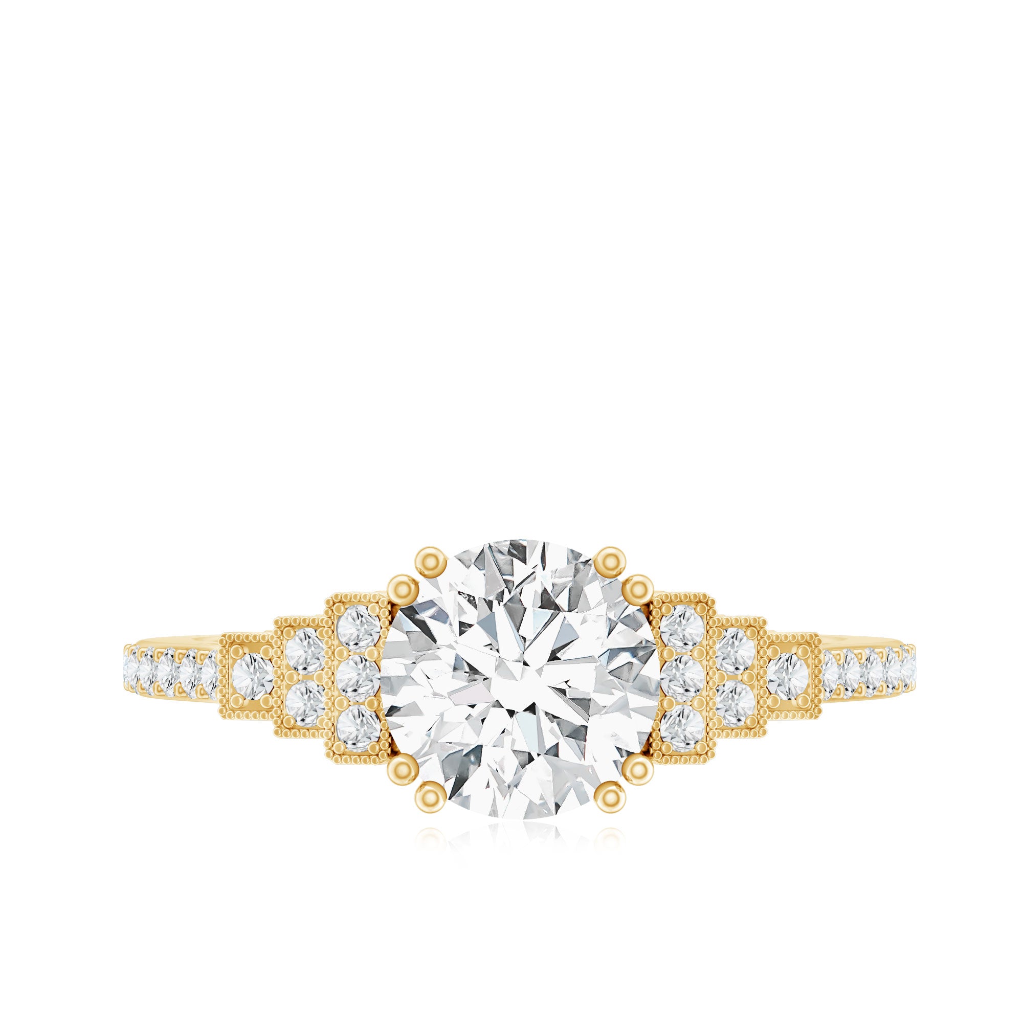 8 MM Lab Grown Diamond Retro Engagement Ring Lab - ( EF-VS ) - Rosec Jewels