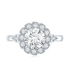 Certified 8 MM Lab Grown Diamond Flower Halo Engagement Ring Lab - ( EF-VS ) - Rosec Jewels