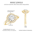 Certified 8 MM Lab Grown Diamond Flower Halo Engagement Ring Lab - ( EF-VS ) - Rosec Jewels