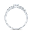 6 MM Lab Grown Diamond Designer Engagement Ring With Side Stones Lab - ( EF-VS ) - Rosec Jewels