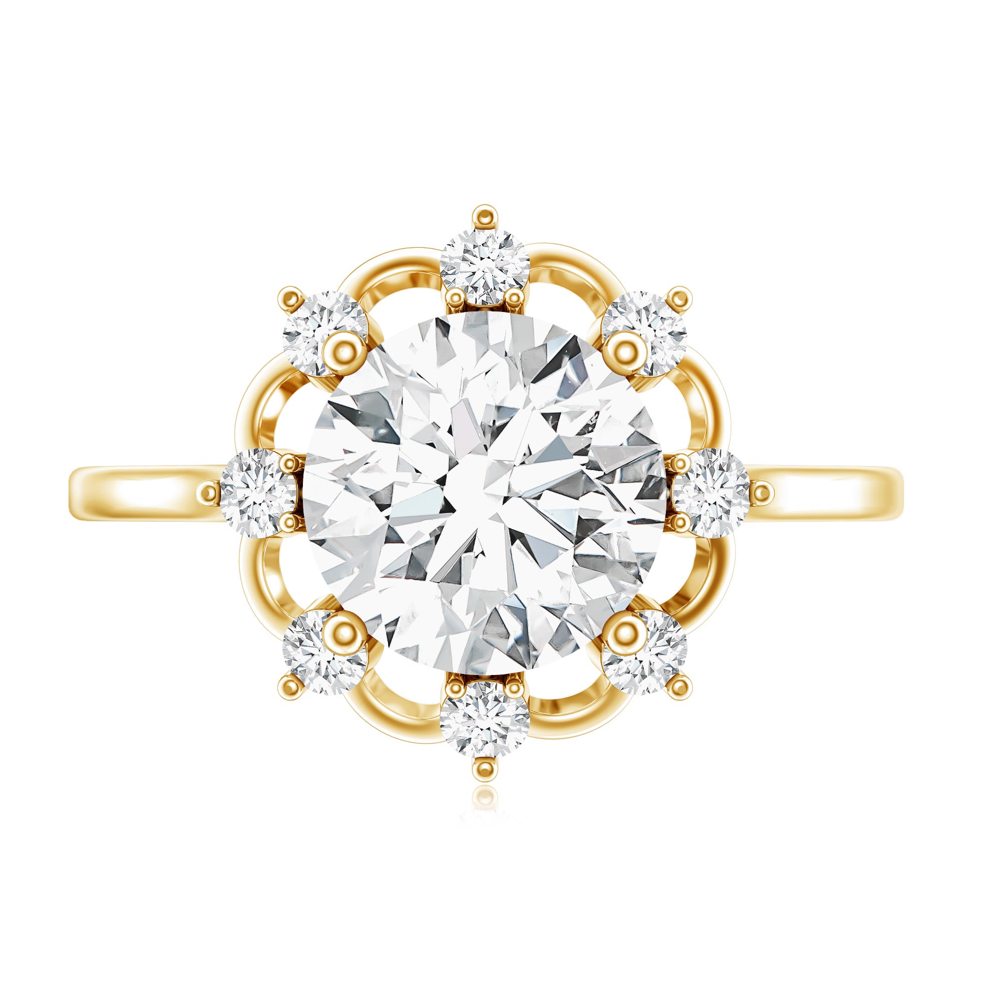 8 MM Lab Grown Diamond Statement Engagement Ring Lab - ( EF-VS ) - Rosec Jewels