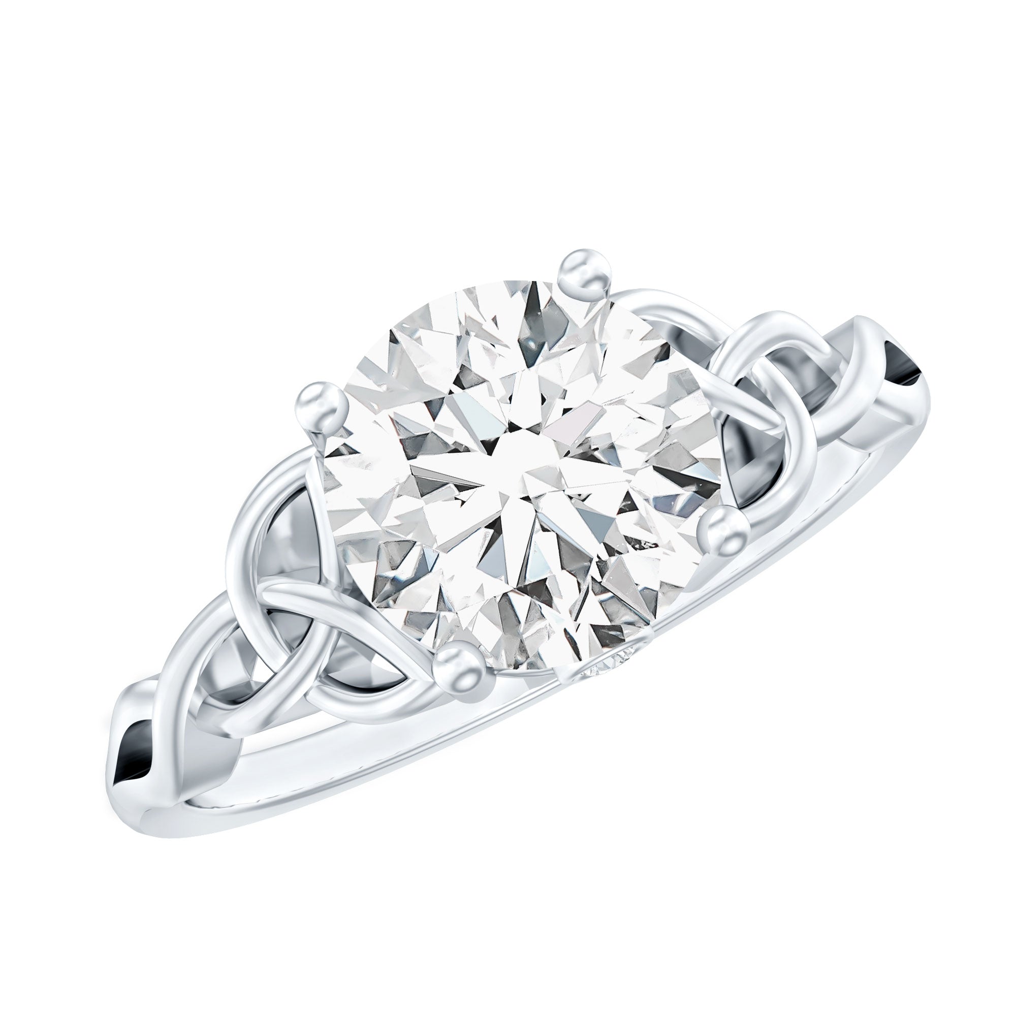 Certified 8 MM Round Lab Grown Diamond Celtic Engagement Ring Lab - ( EF-VS ) - Rosec Jewels