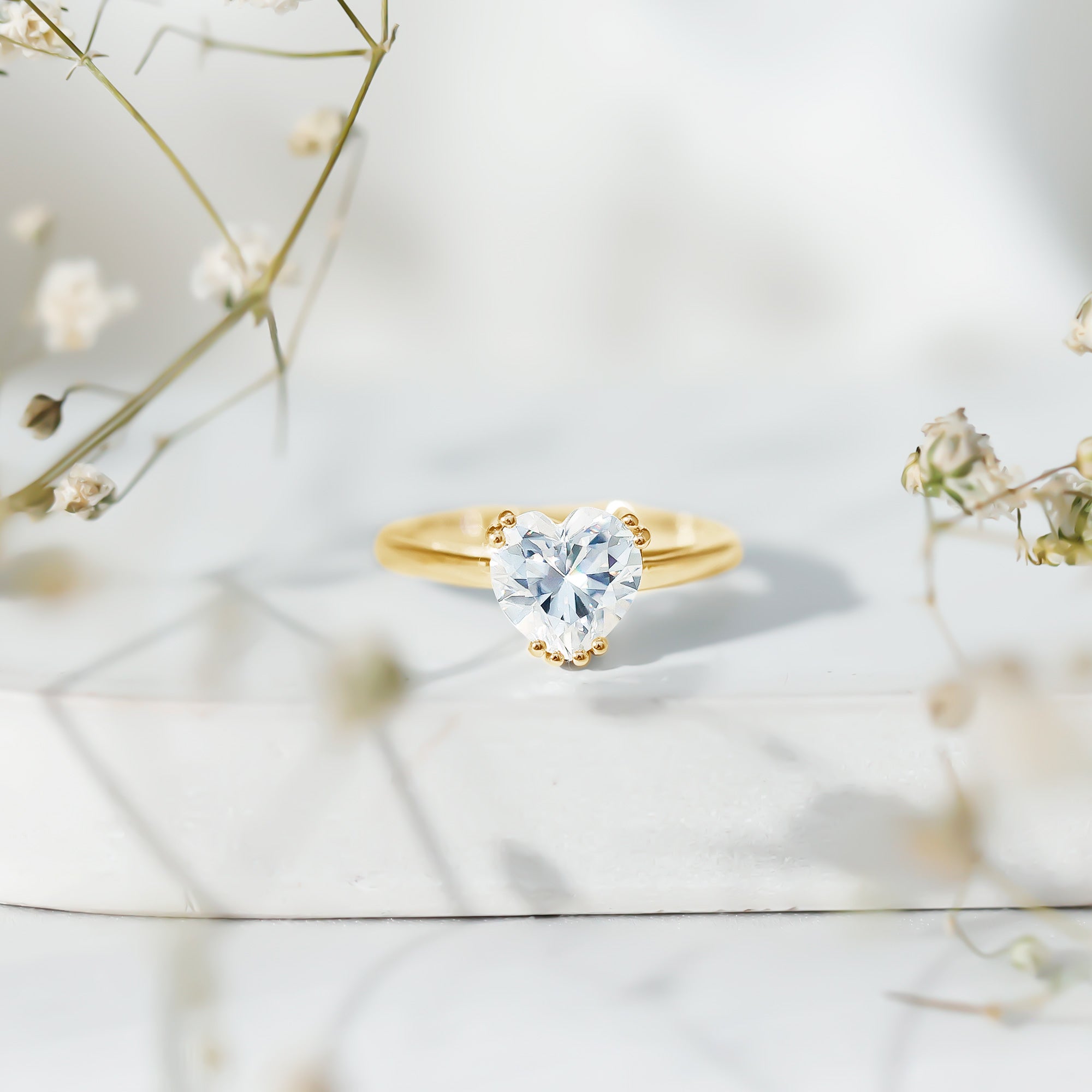 Certified Lab Grown Diamond Heart Engagement Ring 8 MM with Double Prong Lab - ( EF-VS ) - Rosec Jewels