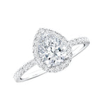 Certified Lab Grown Diamond Pear Halo Engagement Ring Lab - ( EF-VS ) - Rosec Jewels