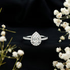 Certified Lab Grown Diamond Pear Halo Engagement Ring Lab - ( EF-VS ) - Rosec Jewels