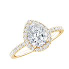 Certified Lab Grown Diamond Pear Halo Engagement Ring Lab - ( EF-VS ) - Rosec Jewels