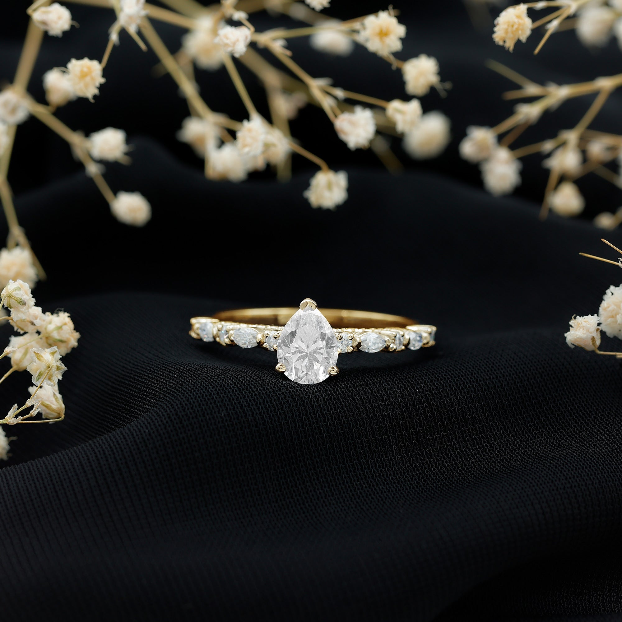 Certified Lab Grown Diamond 6X8 MM Pear Shaped Engagement Ring Lab - ( EF-VS ) - Rosec Jewels