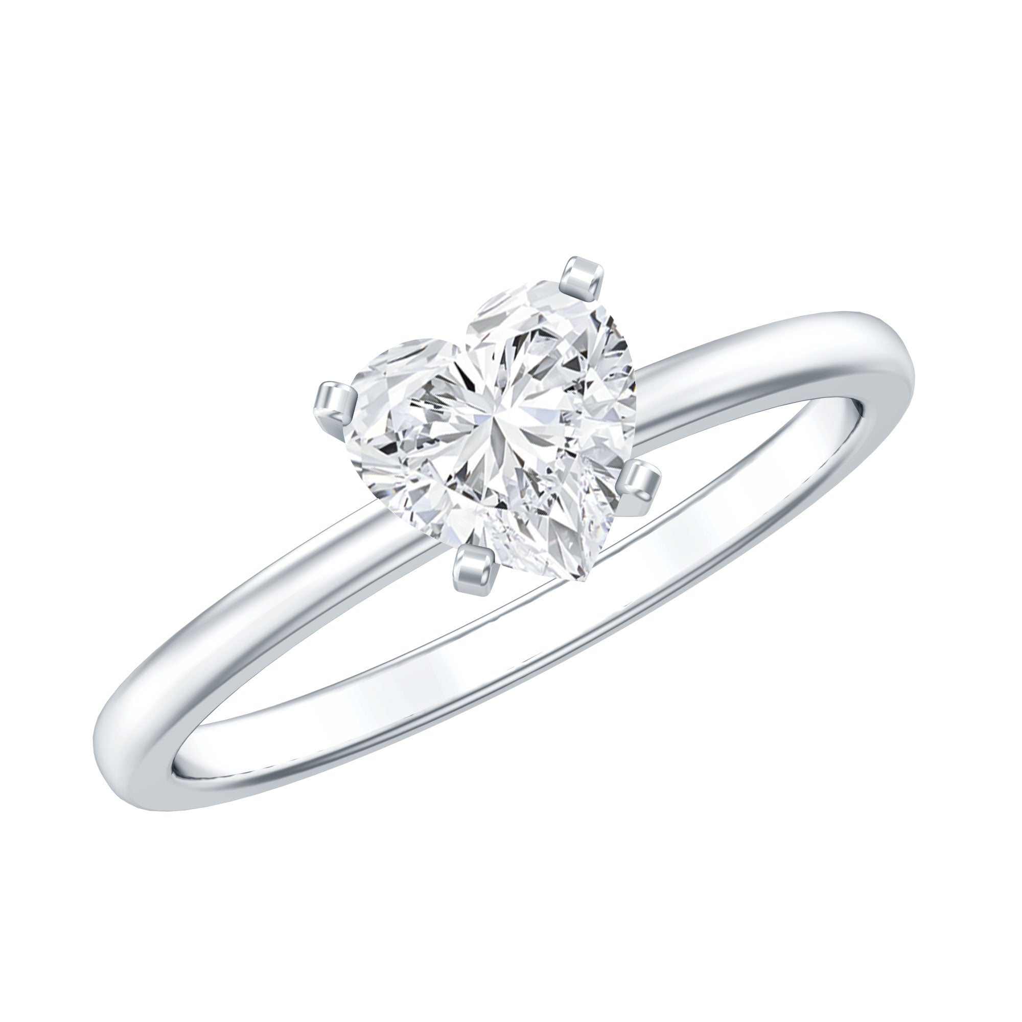 Certified 7 MM Lab Grown Diamond Heart Engagement Ring Lab - ( EF-VS ) - Rosec Jewels