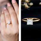 6 MM Princess Cut Lab Grown Diamond Solitaire Engagement Ring For Women Lab - ( EF-VS ) - Rosec Jewels