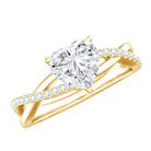 Criss Cross Lab Grown Diamond Heart Engagement Ring Lab - ( EF-VS ) - Rosec Jewels