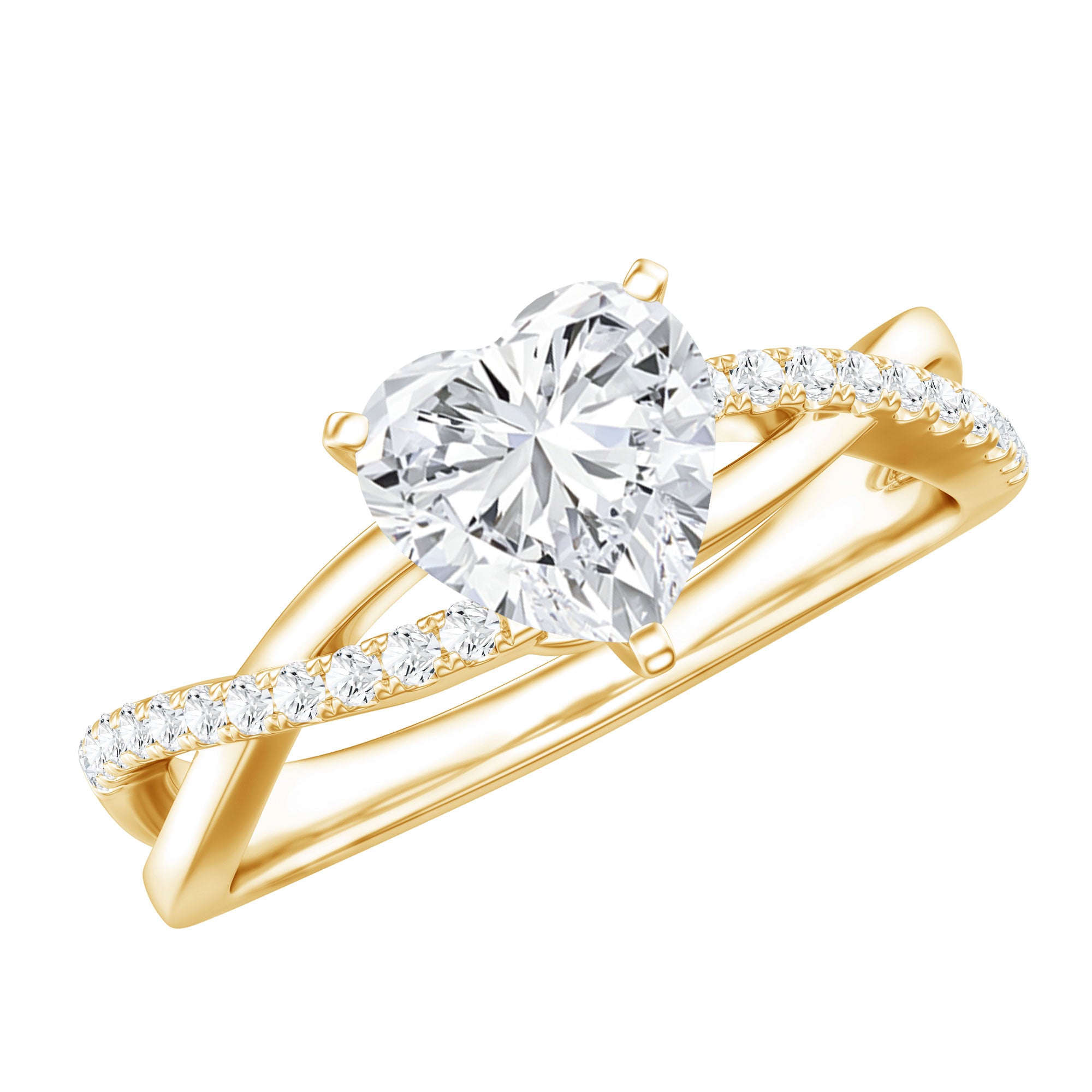 Criss Cross Lab Grown Diamond Heart Engagement Ring Lab - ( EF-VS ) - Rosec Jewels