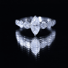Lab Created Diamond Marquise Engagement Ring With Side Stones Lab - ( EF-VS ) - Rosec Jewels