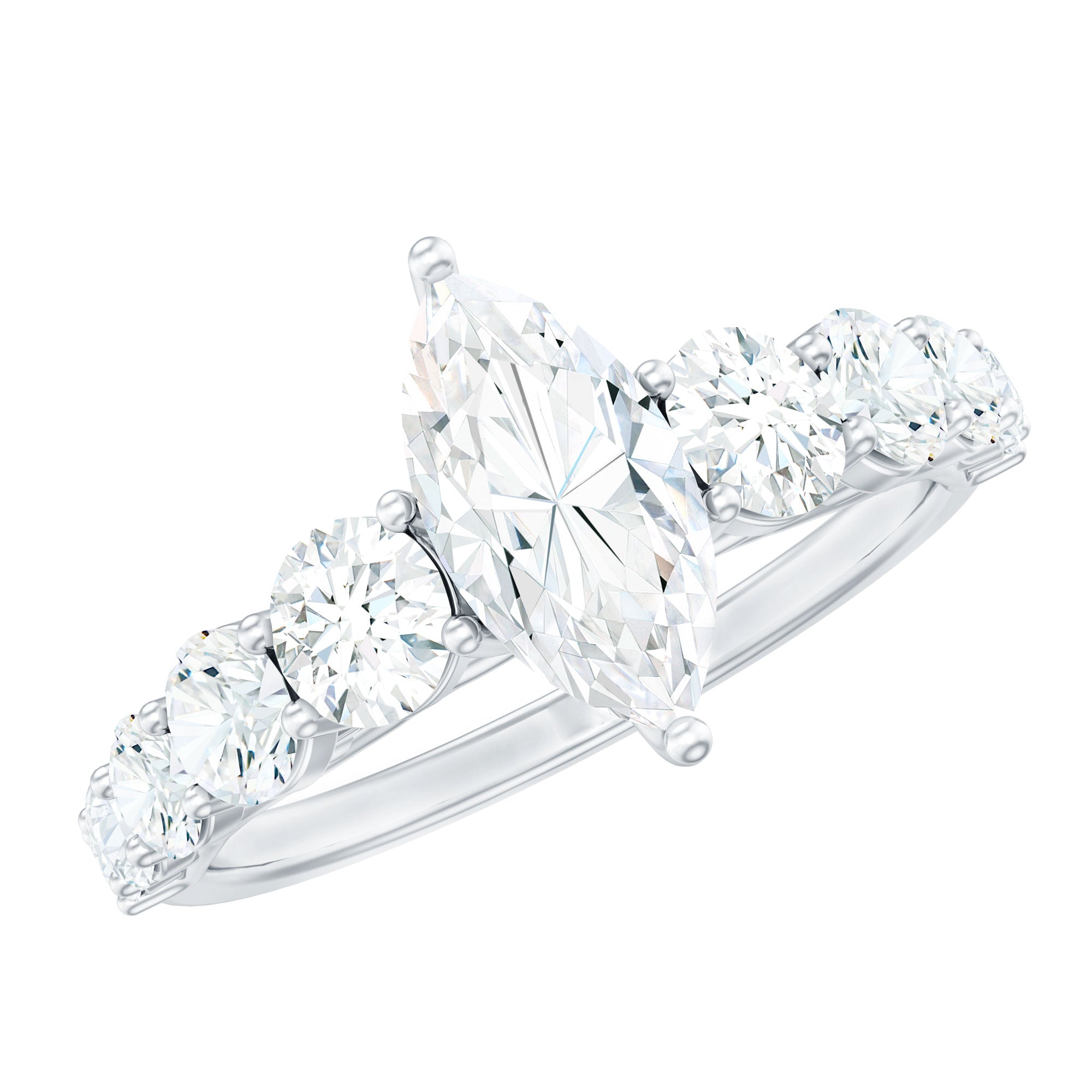 Rosec Jewels-Lab Created Diamond Marquise Engagement Ring With Side Stones