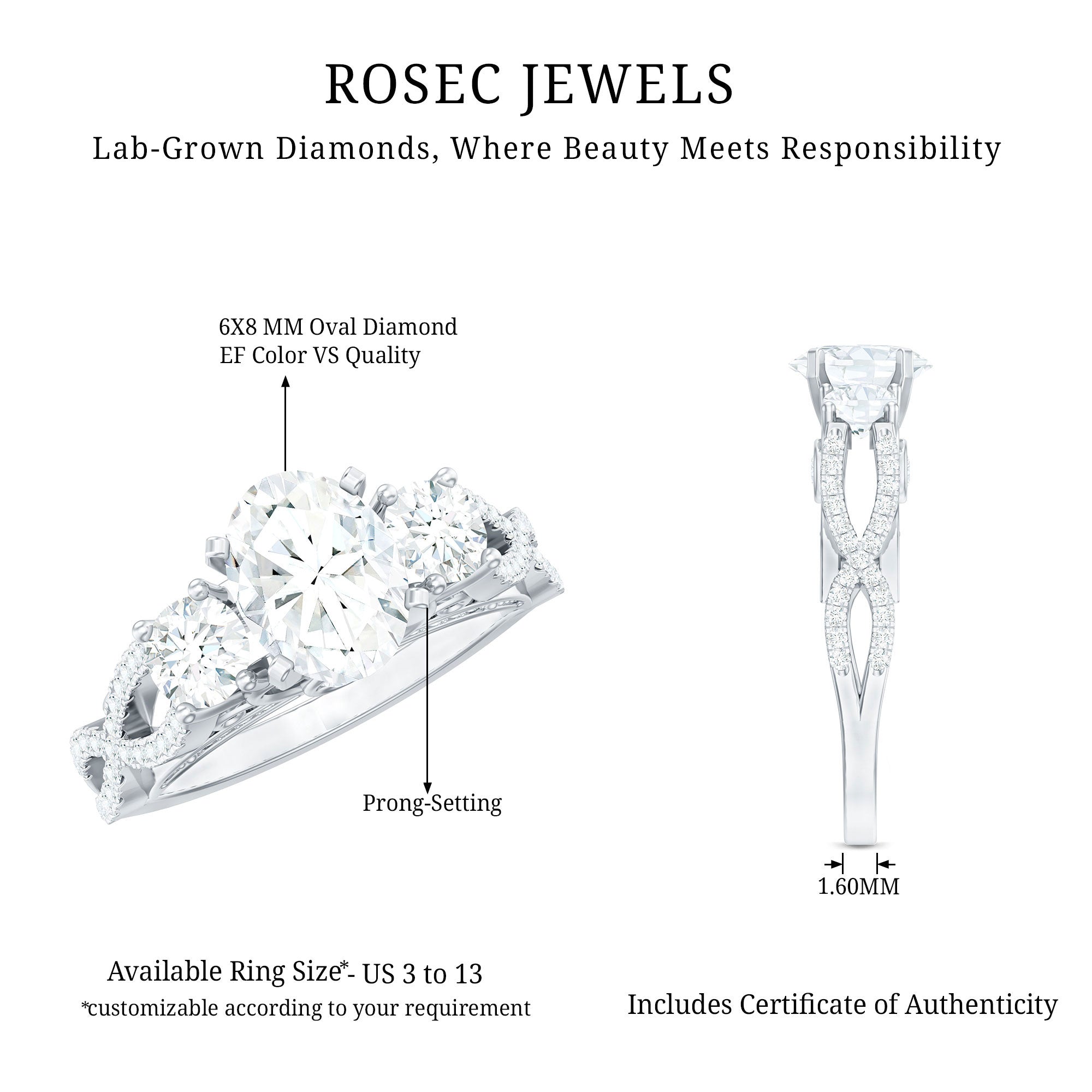 Rosec Jewels-Certified Diamond Vintage Looking Engagement Ring