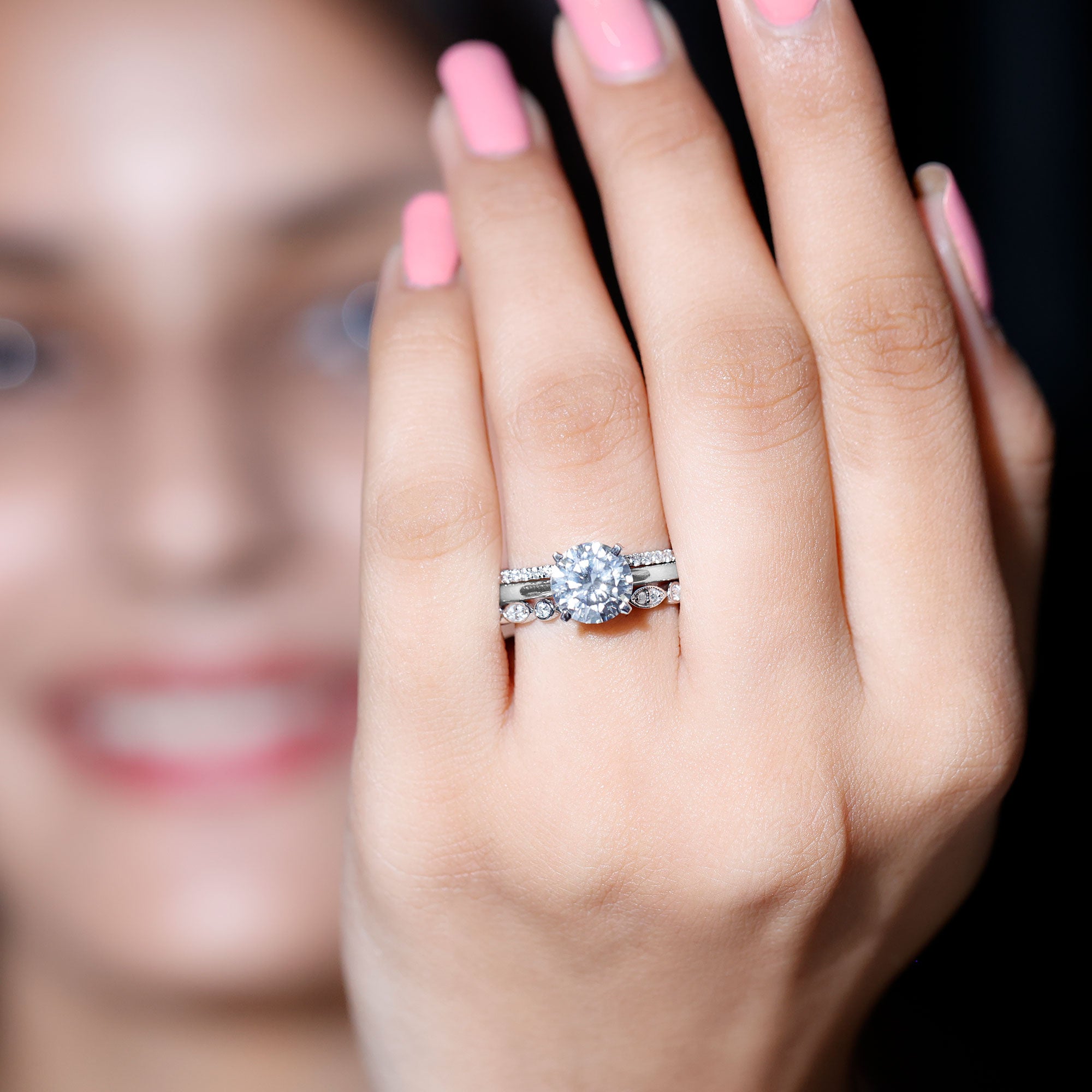 Rosec Jewels-Certified Round Cut Lab Created Diamond 3 Piece Bridal Ring Set