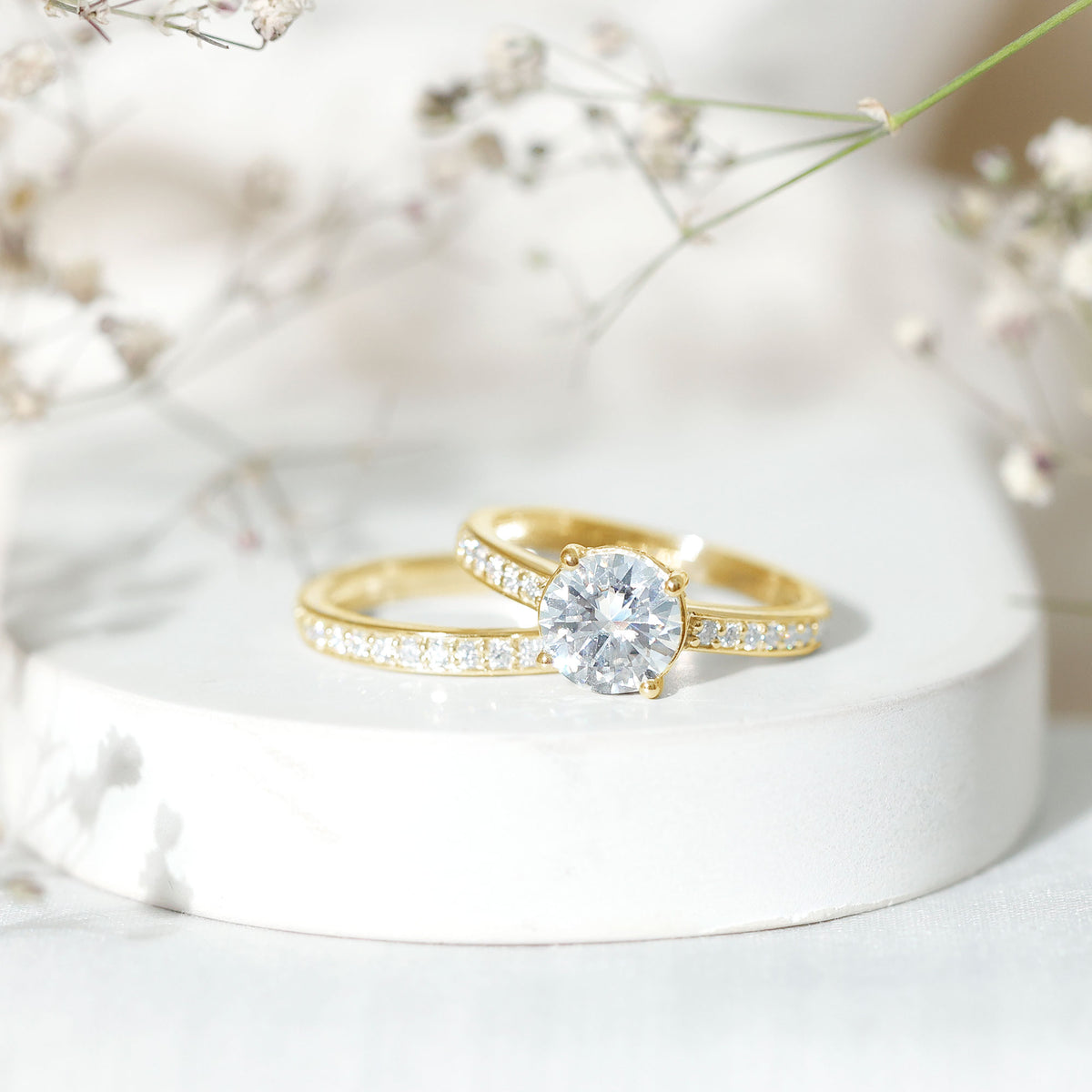 Certified 2 Carat Lab Grown Diamond Engagement Ring With Wedding Band Lab - ( EF-VS ) - Rosec Jewels