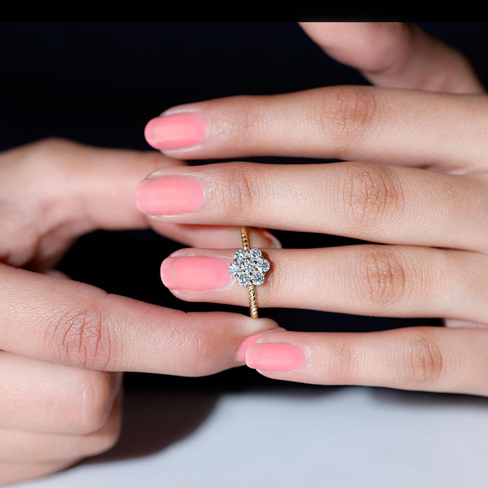 Rosec Jewels-Lab Created Diamond Flower Engagement Ring for Her