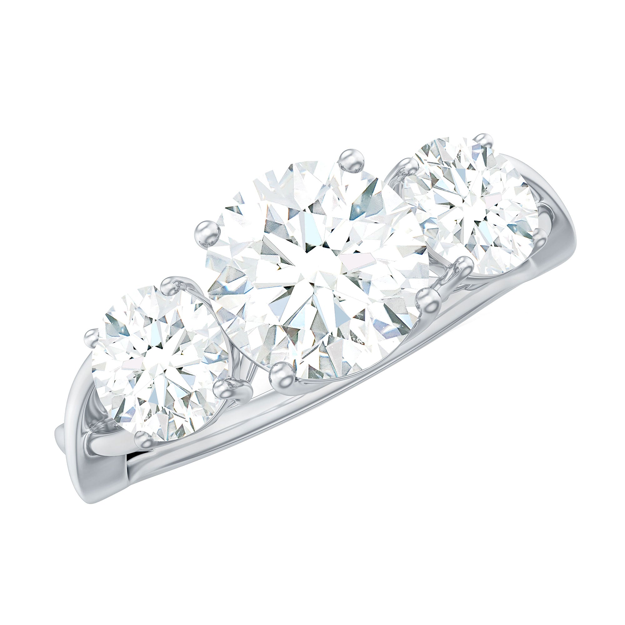 Rosec Jewels-Lab Grown Diamond Three Stone Engagement Ring with Crossover Shank