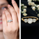 Rosec Jewels-Lab Grown Diamond Three Stone Engagement Ring with Crossover Shank