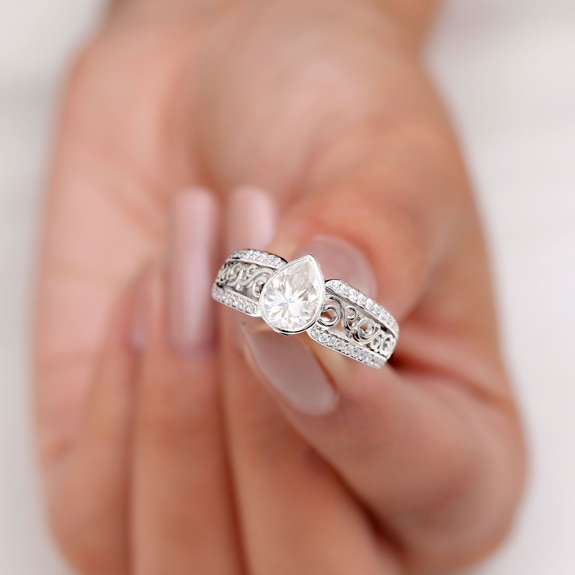 Rosec Jewels-Certified Lab Created Diamond Antique Engagement Ring for Women