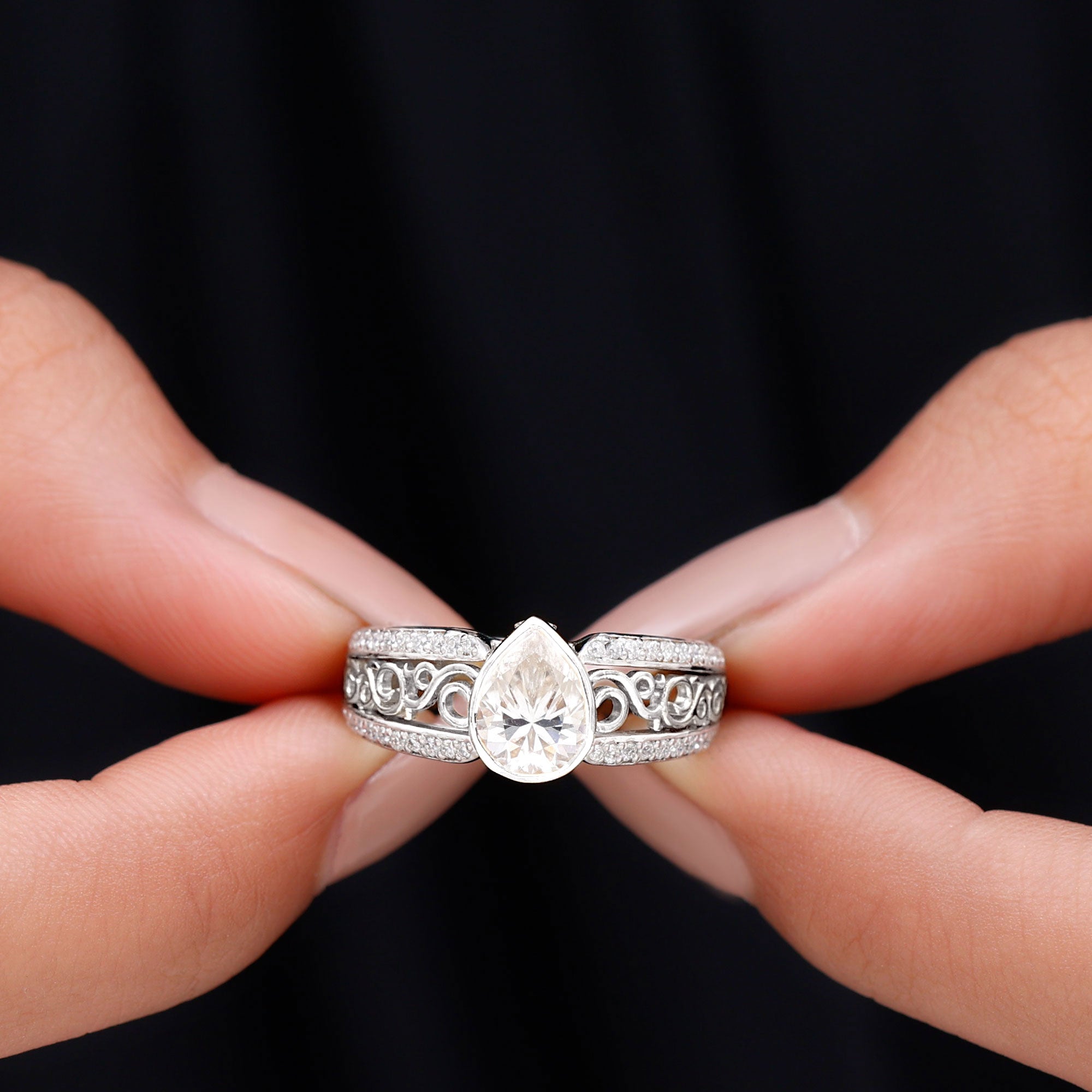 Rosec Jewels-Certified Lab Created Diamond Antique Engagement Ring for Women