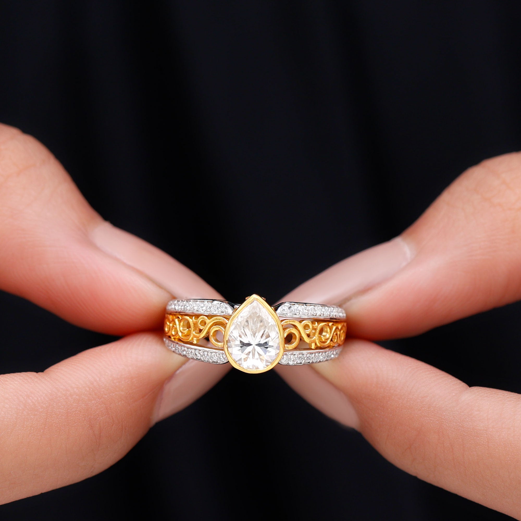 Rosec Jewels-Certified Lab Created Diamond Antique Engagement Ring for Women