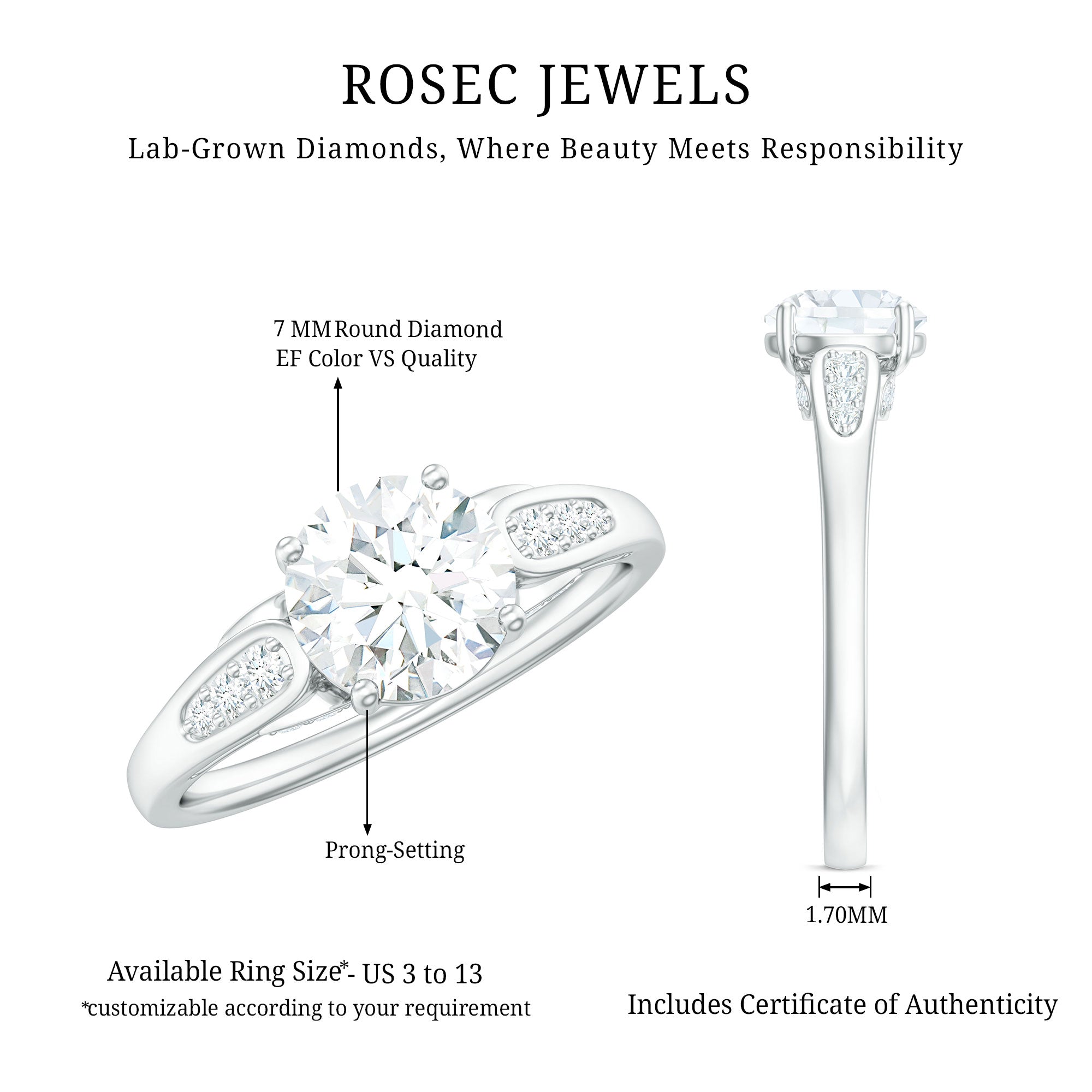 Rosec Jewels-Brilliant Cut Lab Grown Diamond Trending Engagement Ring