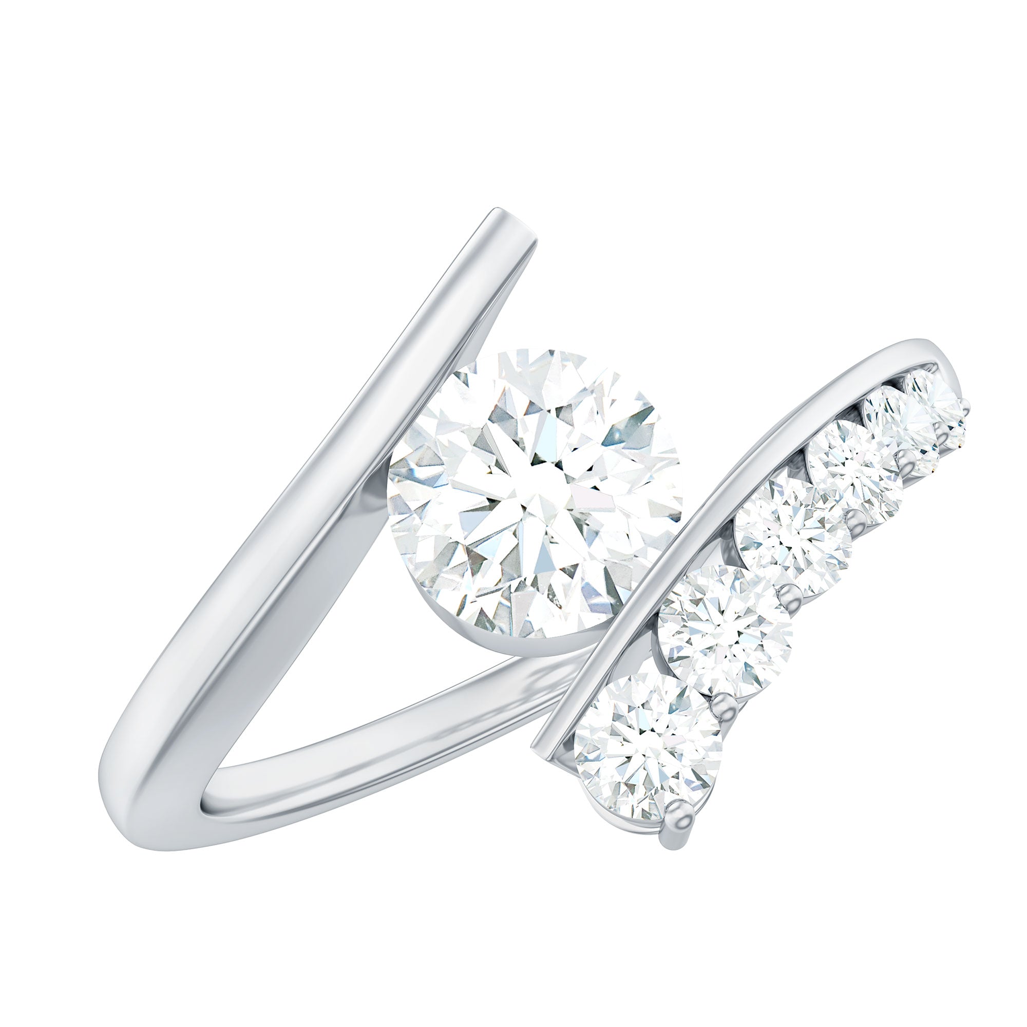 Rosec Jewels-Certified Lab Grown Diamond Bypass Engagement Ring for Women