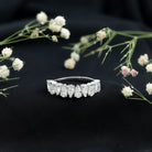 Rosec Jewels-Pear Cut Lab Created Diamond Half Eternity Wedding Band