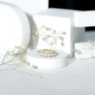 Rosec Jewels-Pear Cut Lab Created Diamond Half Eternity Wedding Band