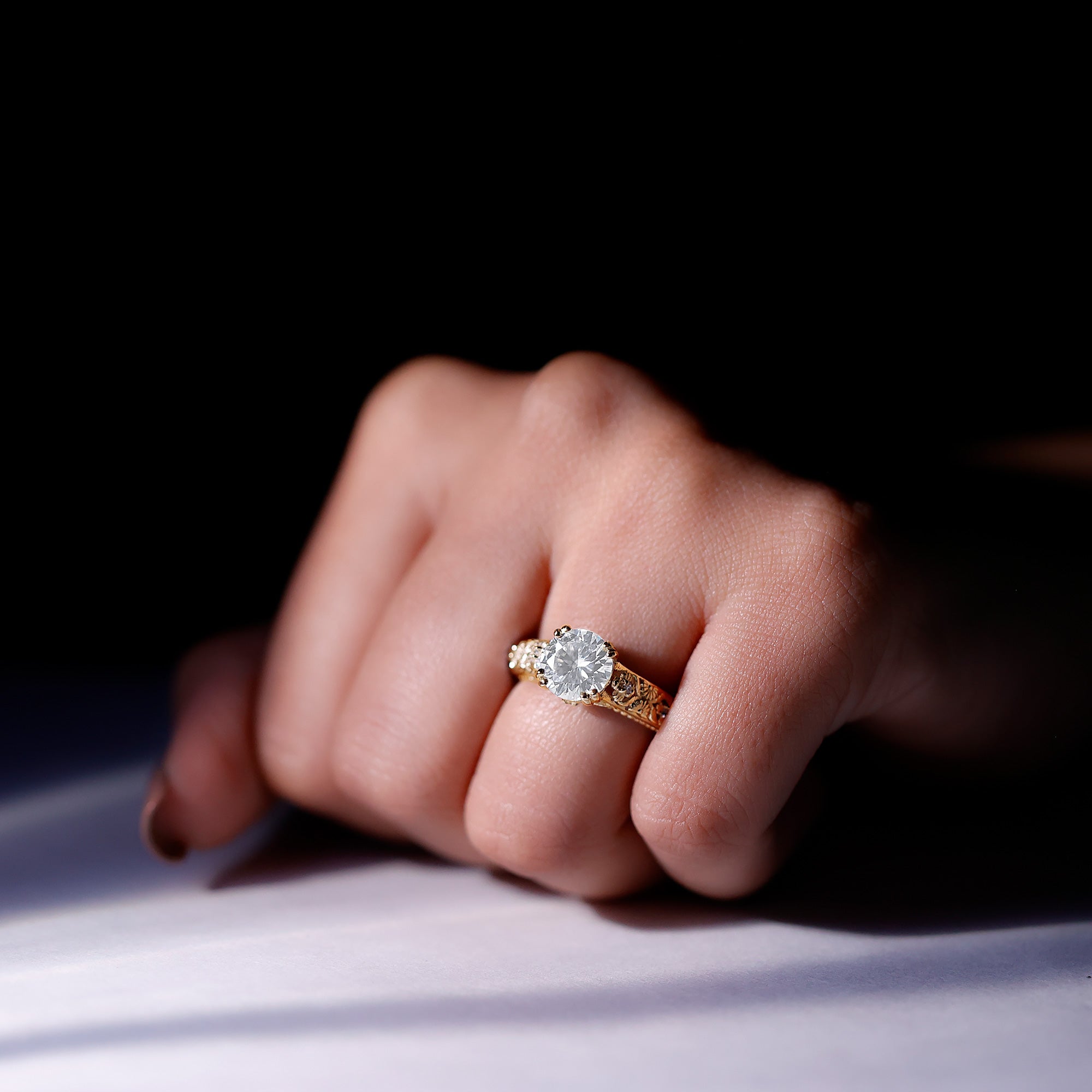 Rosec Jewels-Lab Grown Diamond Antique Looking Engagement Ring