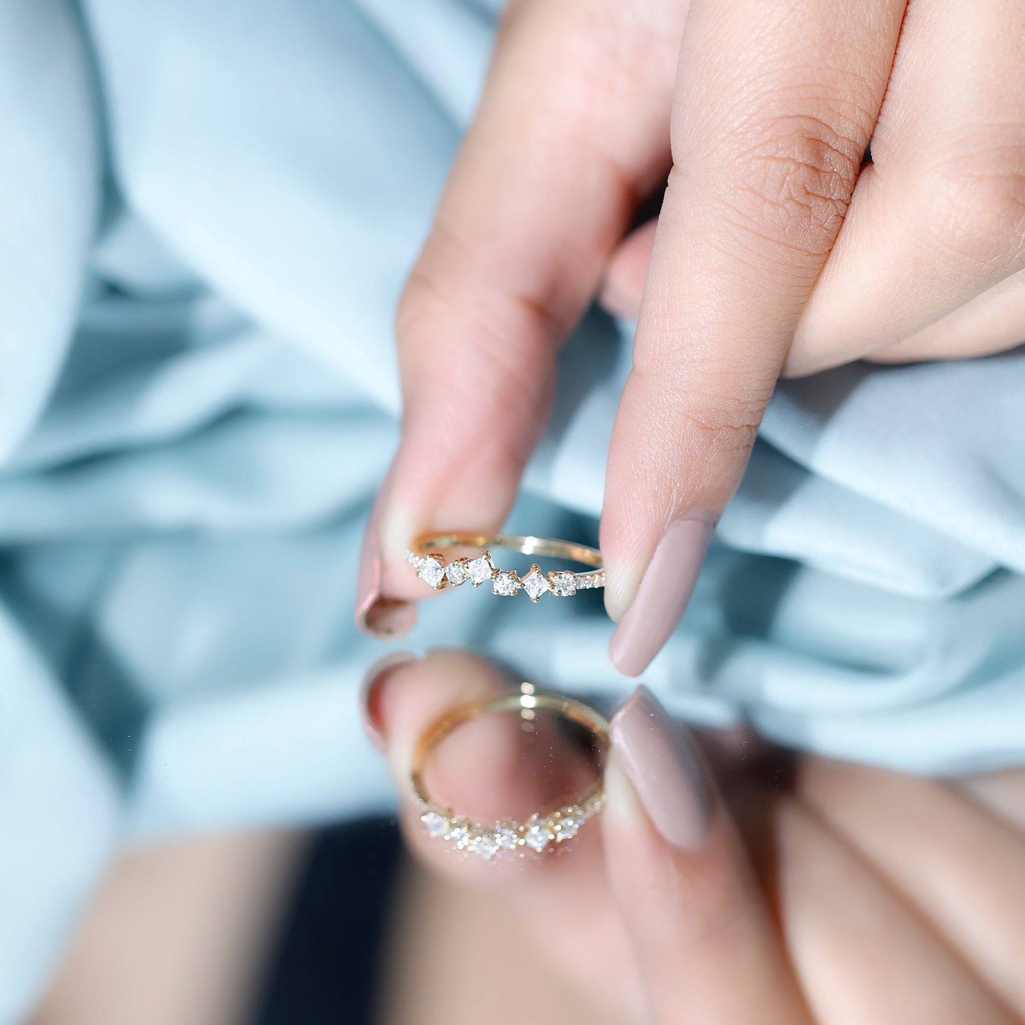 Rosec Jewels-Minimalist Lab Grown Diamond Half Eternity Ring