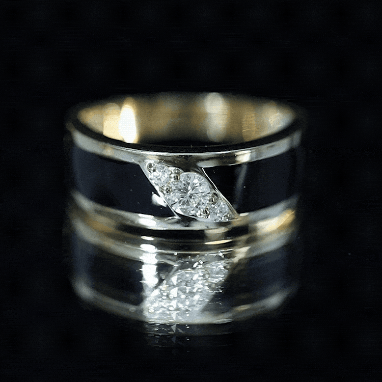 Certified Lab Grown Diamond Mens Wedding Band With Enamel Lab - ( EF-VS ) - Rosec Jewels