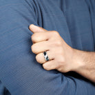 Rosec Jewels-Certified Lab Grown Diamond Mens Wedding Band With Enamel