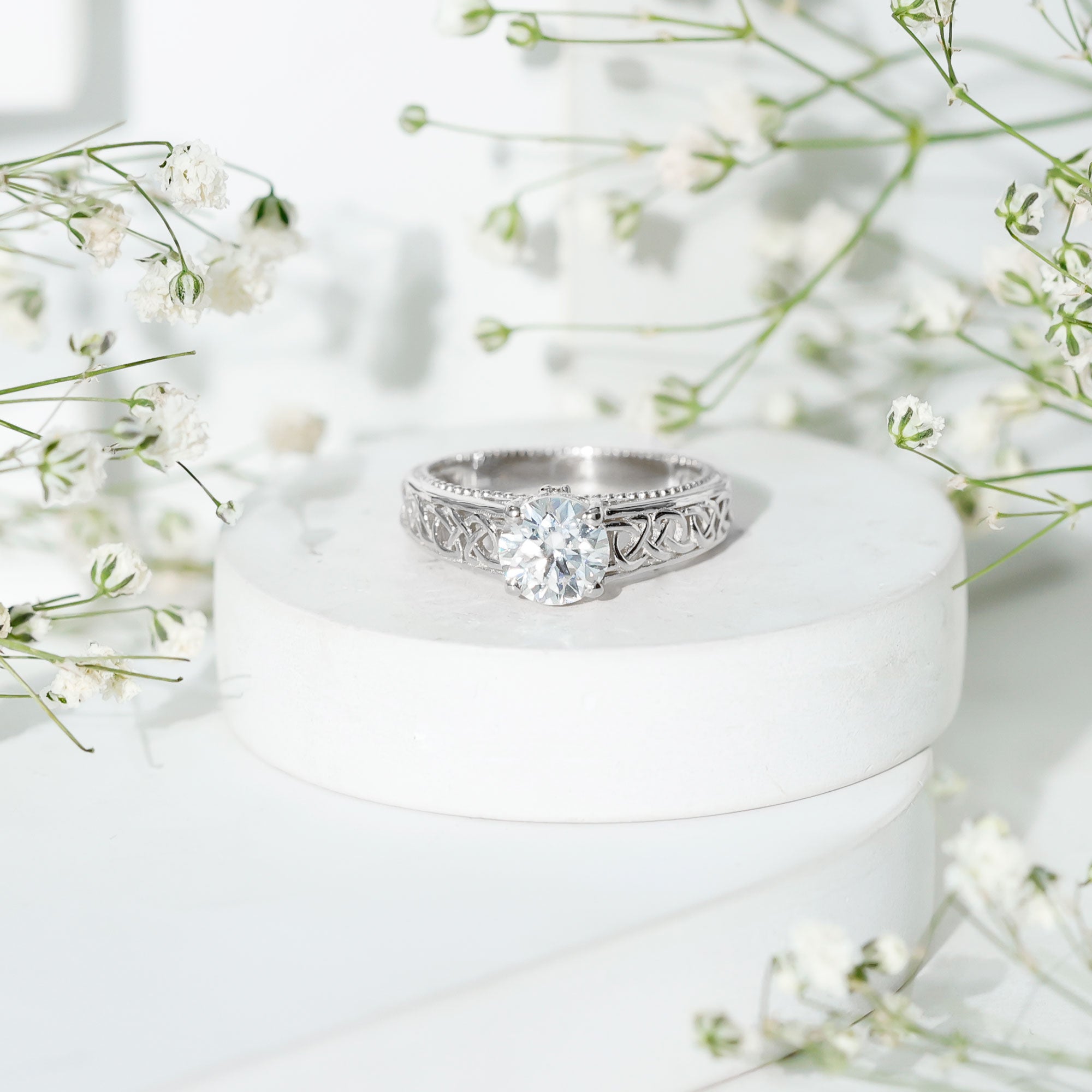 Rosec Jewels-Certified 7 MM Lab Grown Diamond Celtic Design Engagement Ring