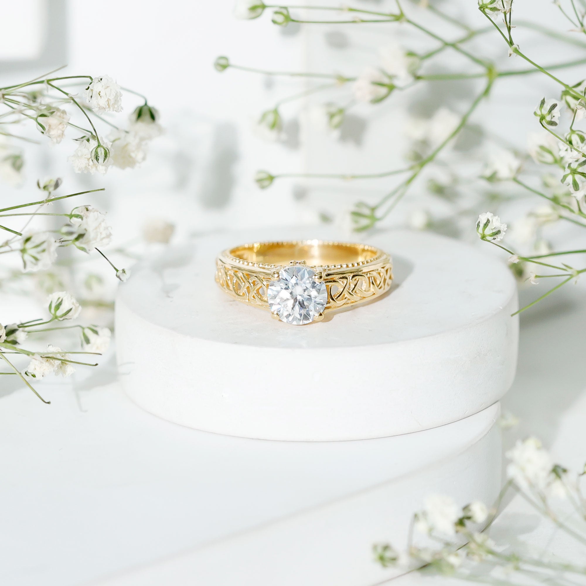 Rosec Jewels-Certified 7 MM Lab Grown Diamond Celtic Design Engagement Ring