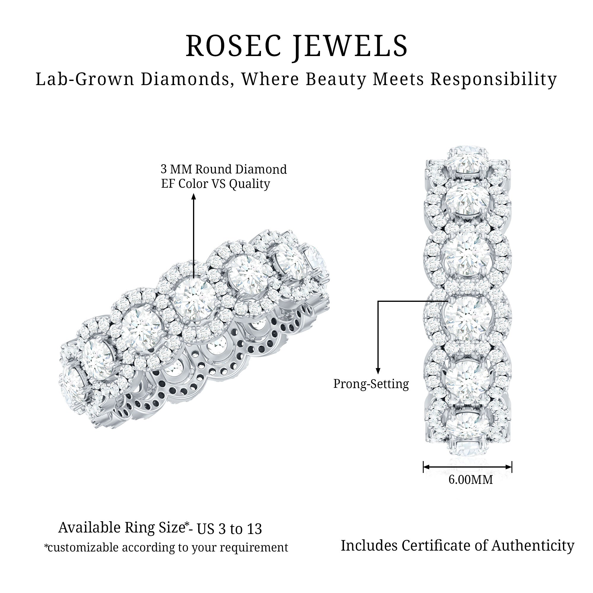 Rosec Jewels-Classic Lab Grown Diamond Thick Wedding Band