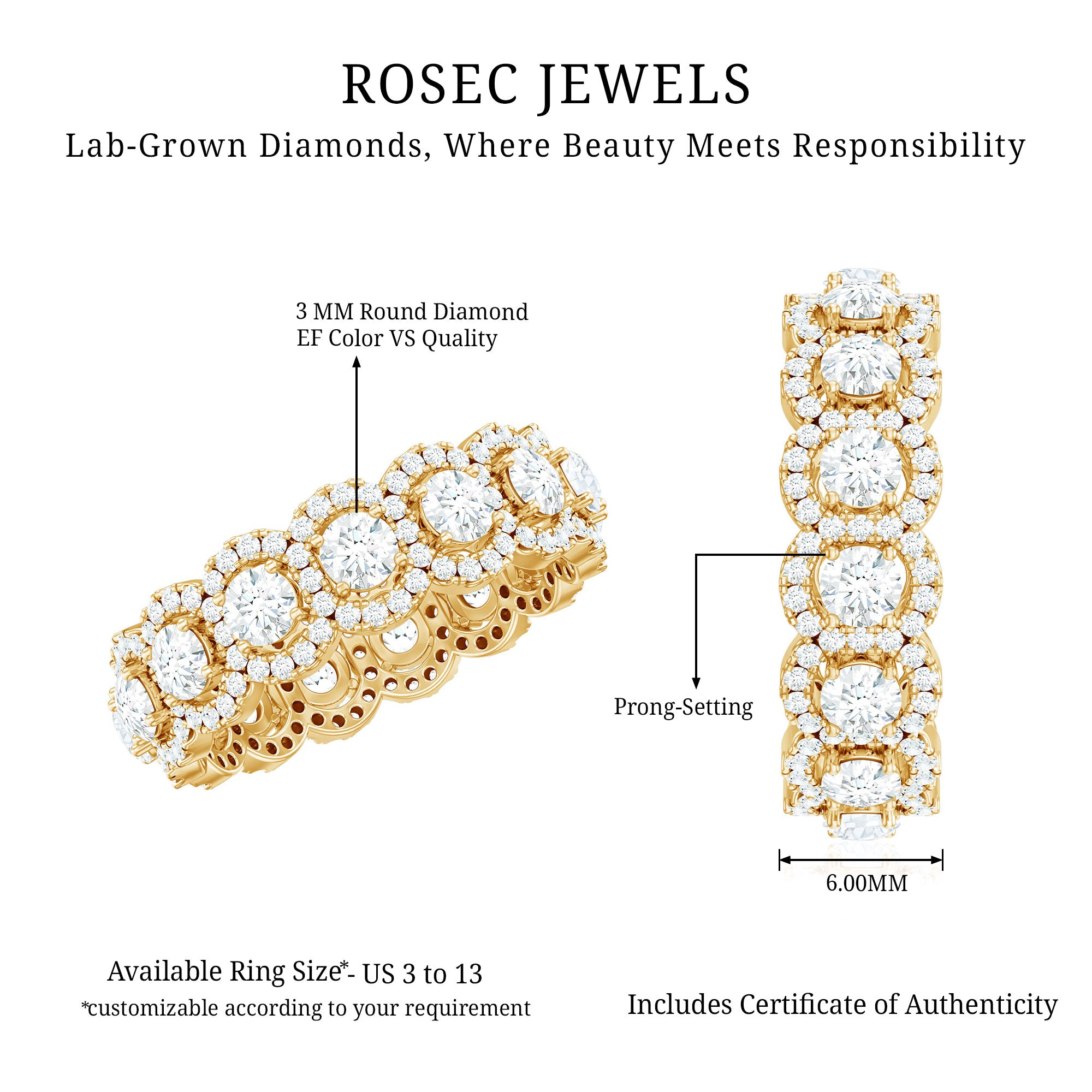 Rosec Jewels-Classic Lab Grown Diamond Thick Wedding Band