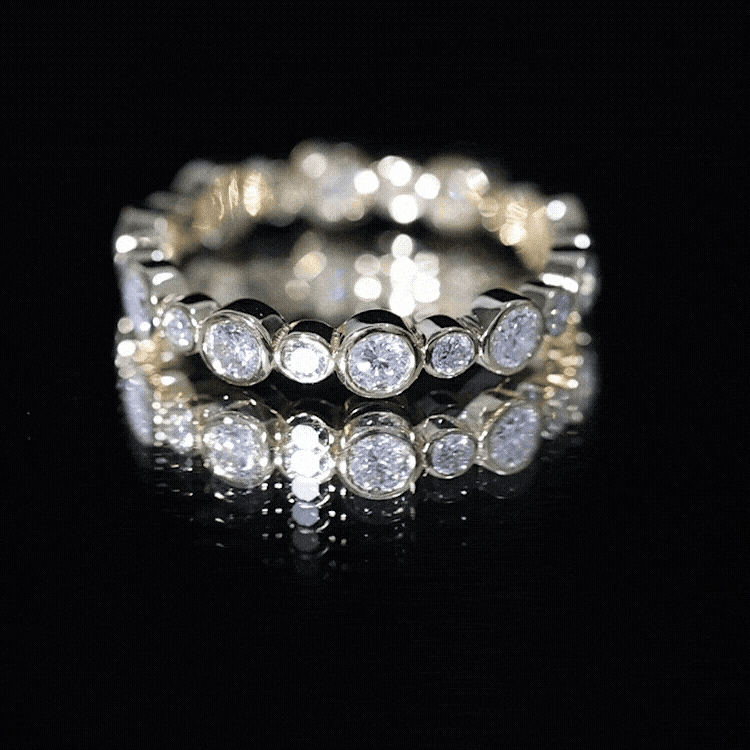 Lab Grown Diamond Bezel Set Wedding Band Lab - ( EF-VS ) - Rosec Jewels