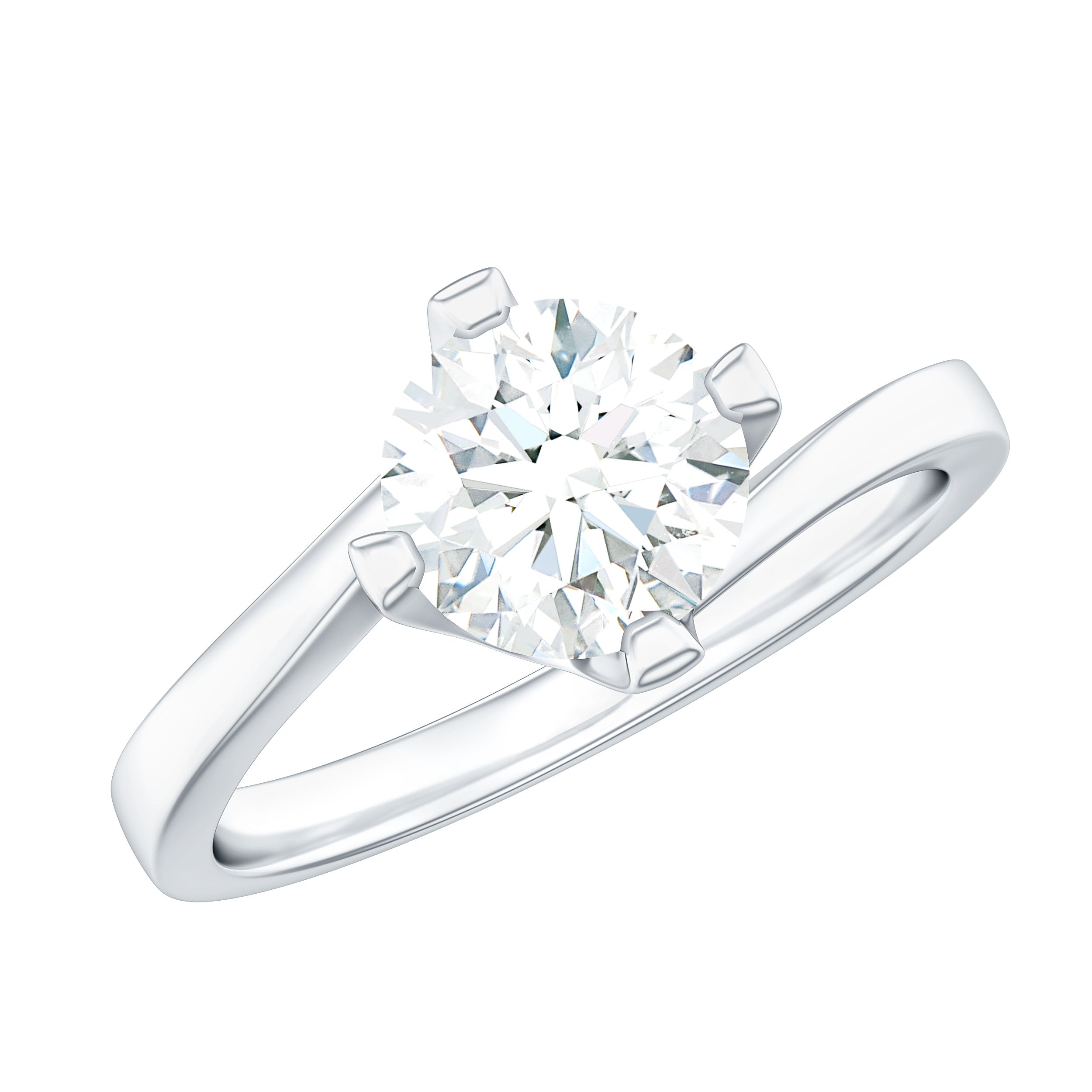 Rosec Jewels-Lab Grown Diamond Engagement Ring With Diagonal 4 Prongs