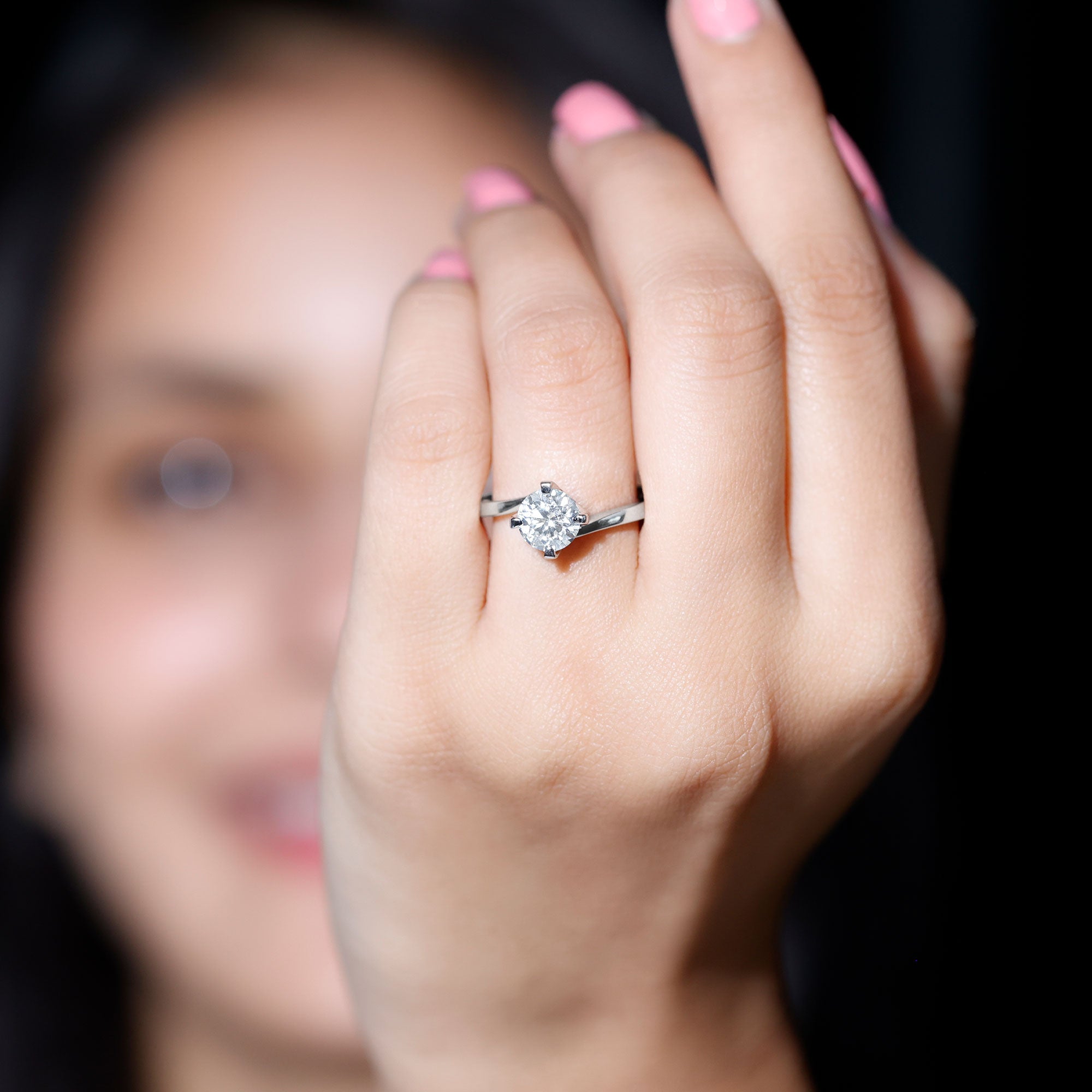 Rosec Jewels-Lab Grown Diamond Engagement Ring With Diagonal 4 Prongs