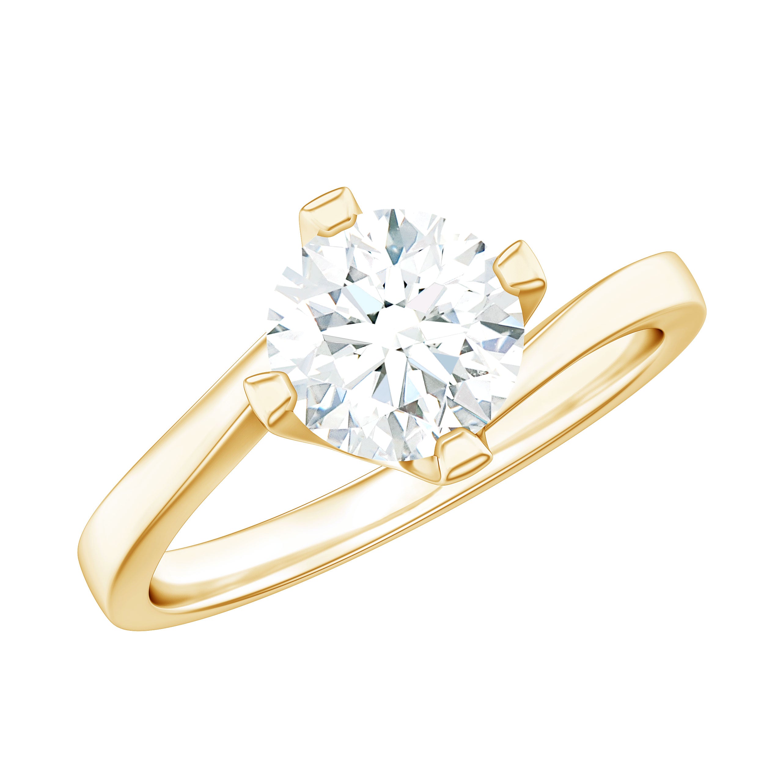 Rosec Jewels-Lab Grown Diamond Engagement Ring With Diagonal 4 Prongs