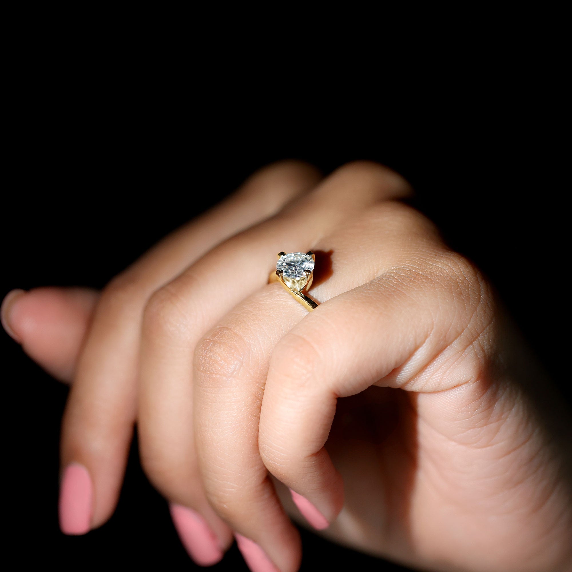 Rosec Jewels-Lab Grown Diamond Engagement Ring With Diagonal 4 Prongs