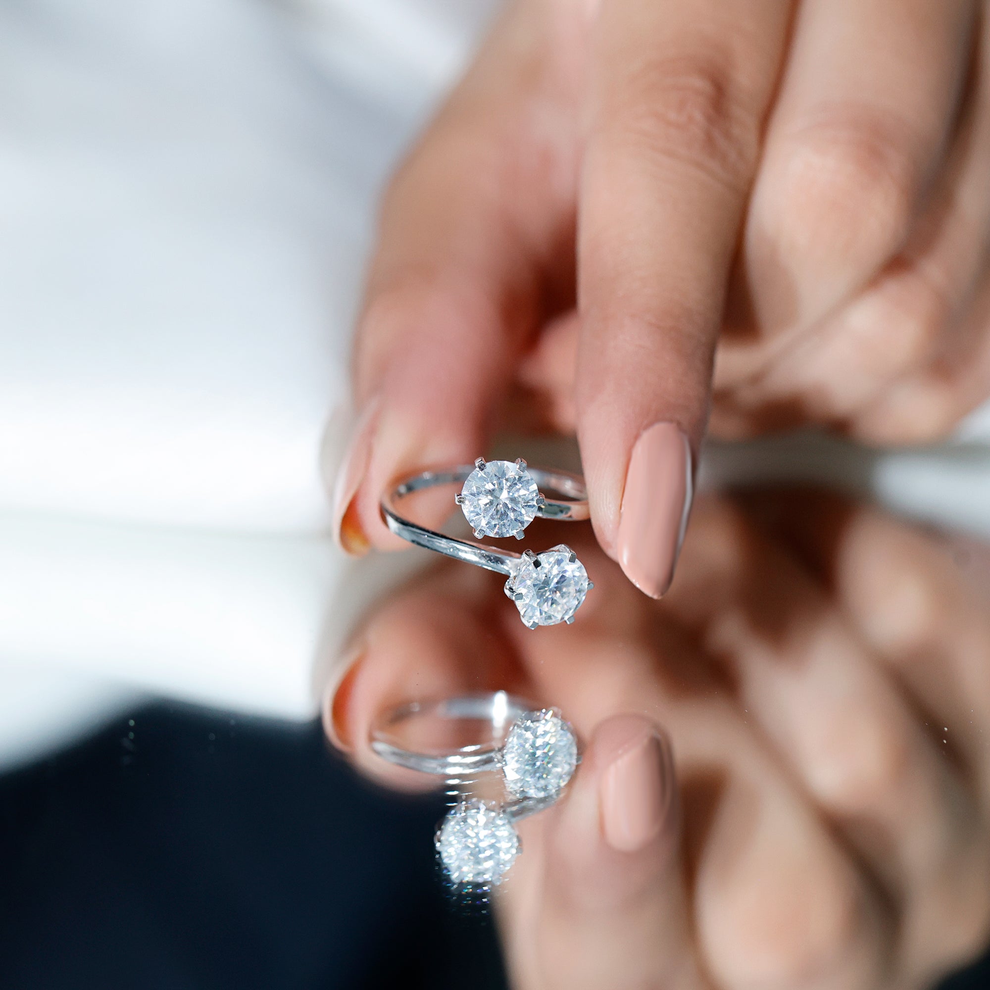 Rosec Jewels-Certified Lab Created Diamond Moi Et Toi Engagement Ring for Women