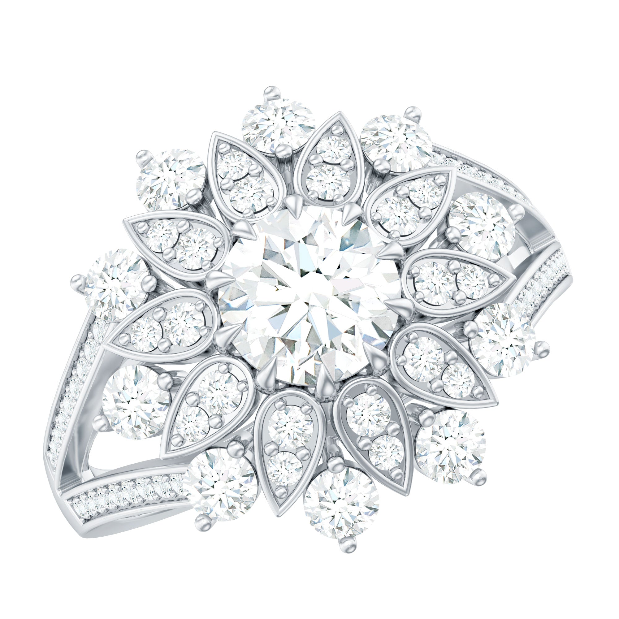Rosec Jewels-Certified Lab Grown Diamond Flower Engagement Ring for Her